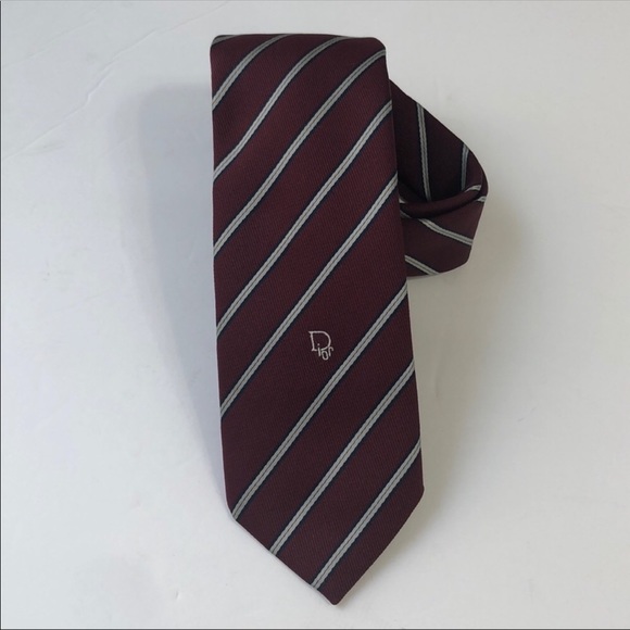 🌻 Christian Dior Striped Silk Blend Tie - Picture 4 of 11